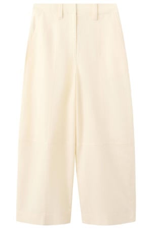 wide leg broek met linnen - beige