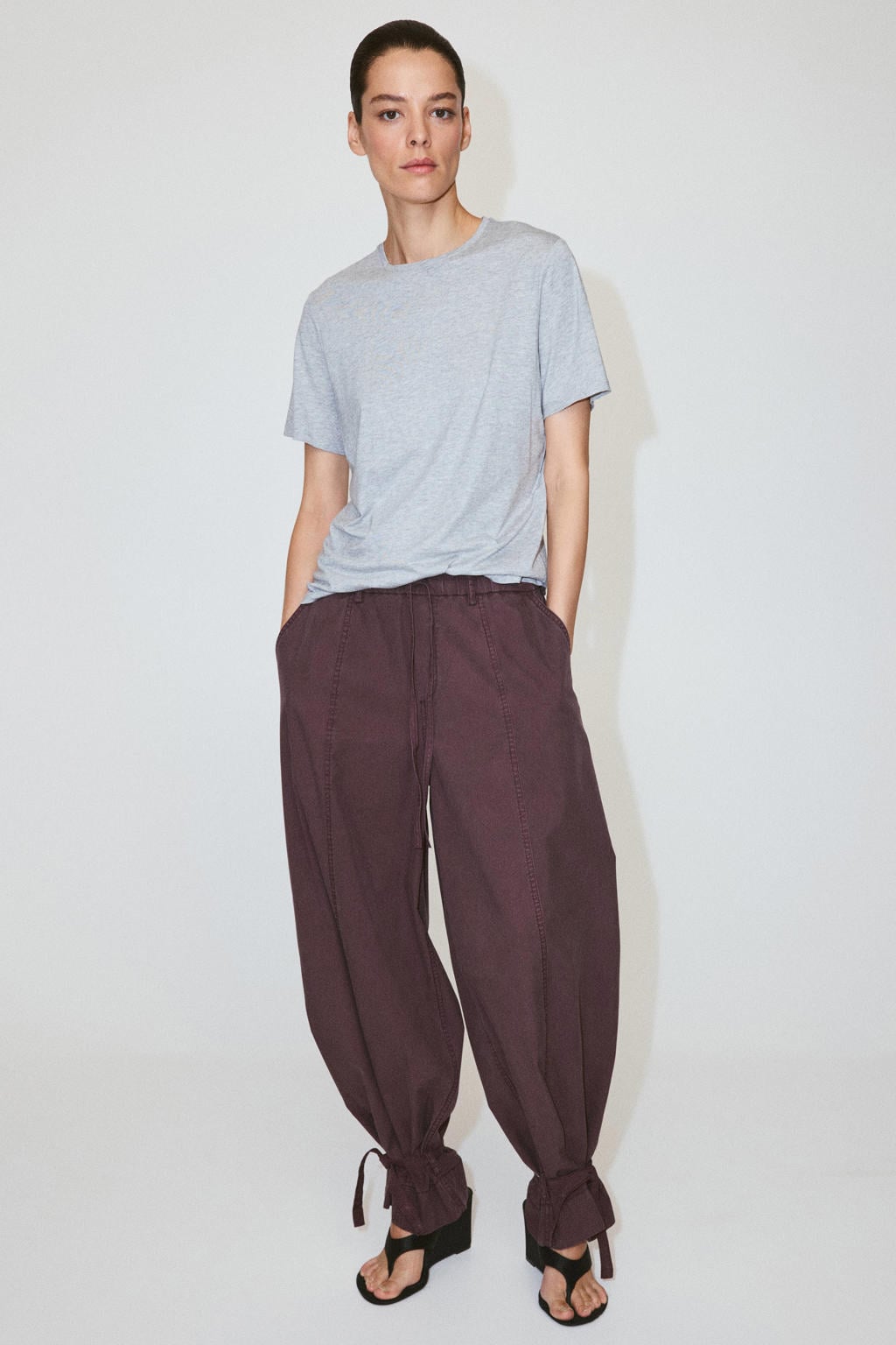 Mango lyocel vezel barrel broek - paars