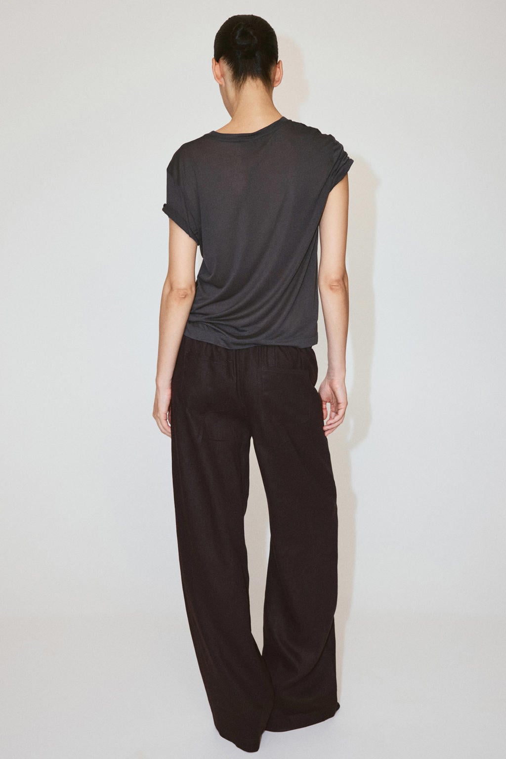 Mango straight leg broek met linnen - bruin