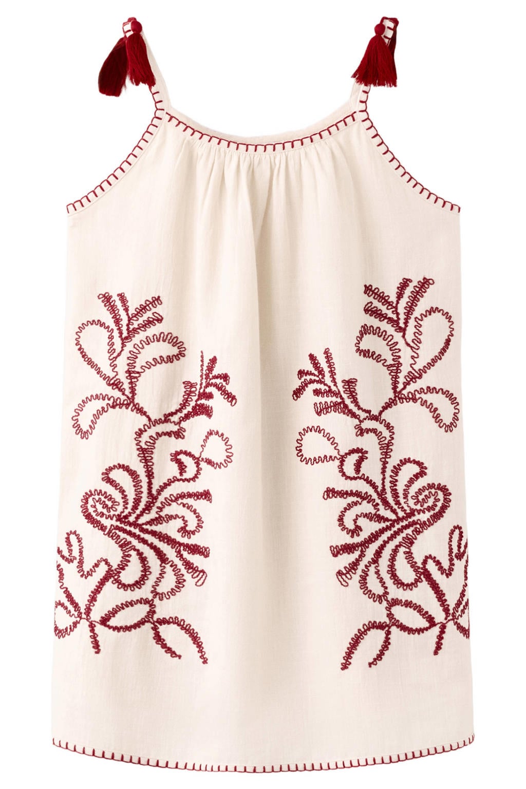 Mango Kids zomerjurk met borduursels - ecru