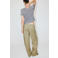 Mango straight leg broek met linnen - lichtkaki