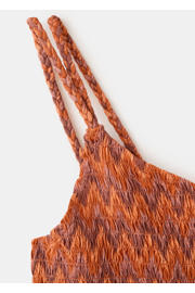 thumbnail: MANGO TEEN cropped top met smockwerk en print - donkeroranje
