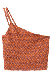 thumbnail: MANGO TEEN cropped top met smockwerk en print - donkeroranje