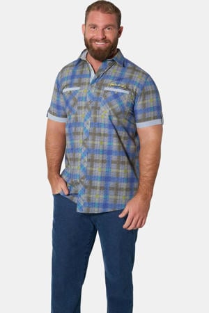 regular fit geruit overhemd Plus Size - grijs