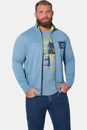 katoenen sweatvest +FIT Collectie Plus Size met print - blauw