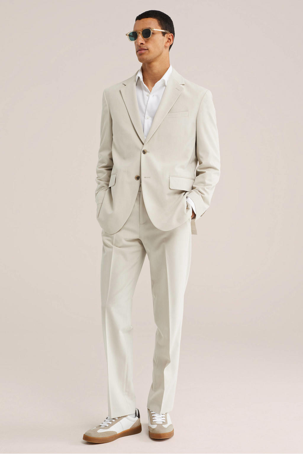 WE Fashion regular pantalon beige