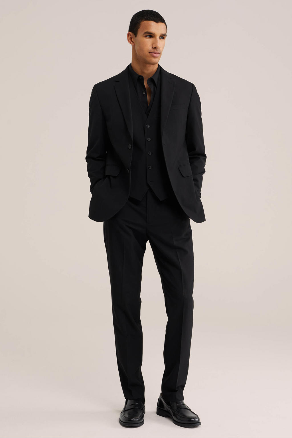 WE Fashion slim fit colbert - zwart