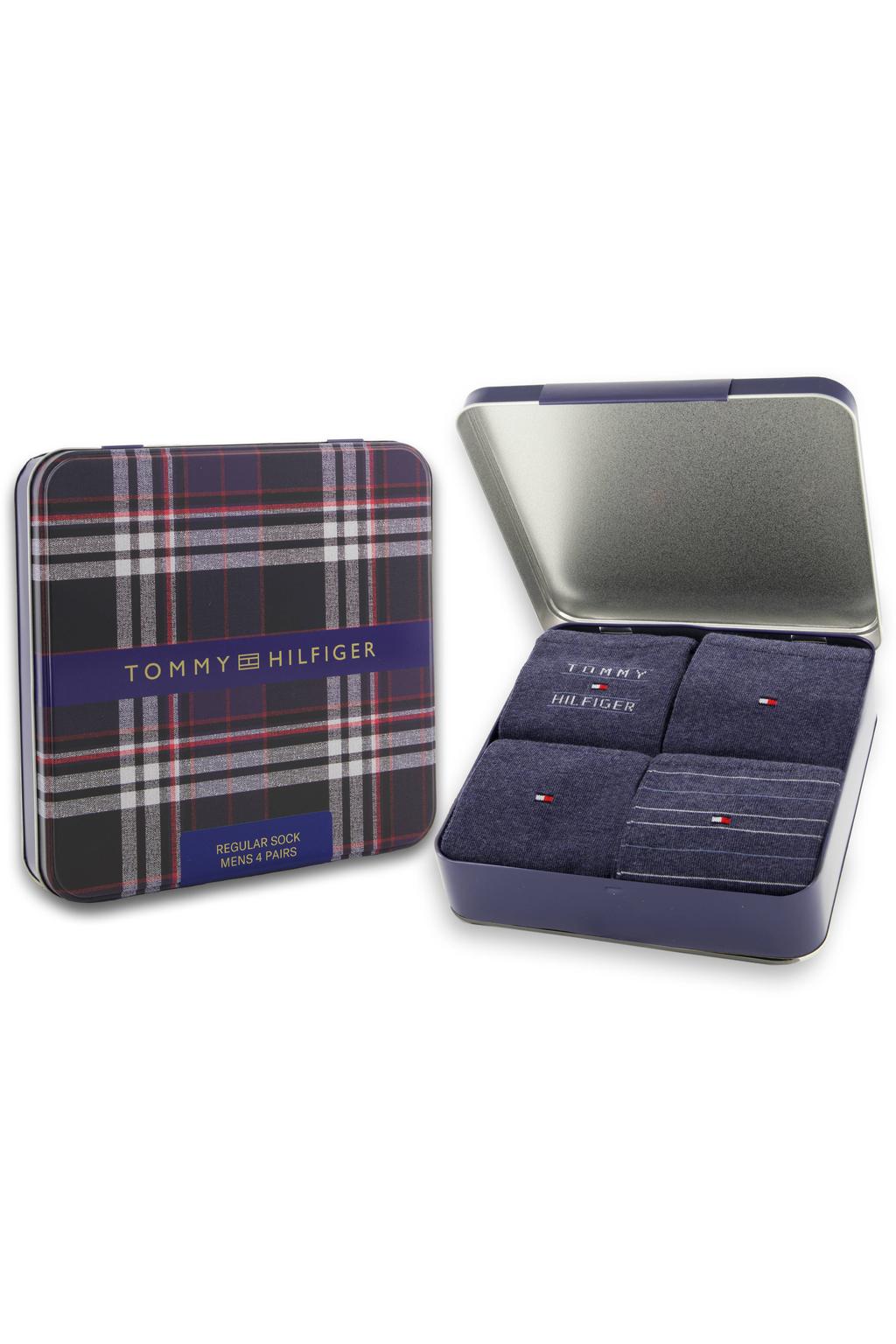Tommy Hilfiger giftbox sokken - set van 4 donkerblauw