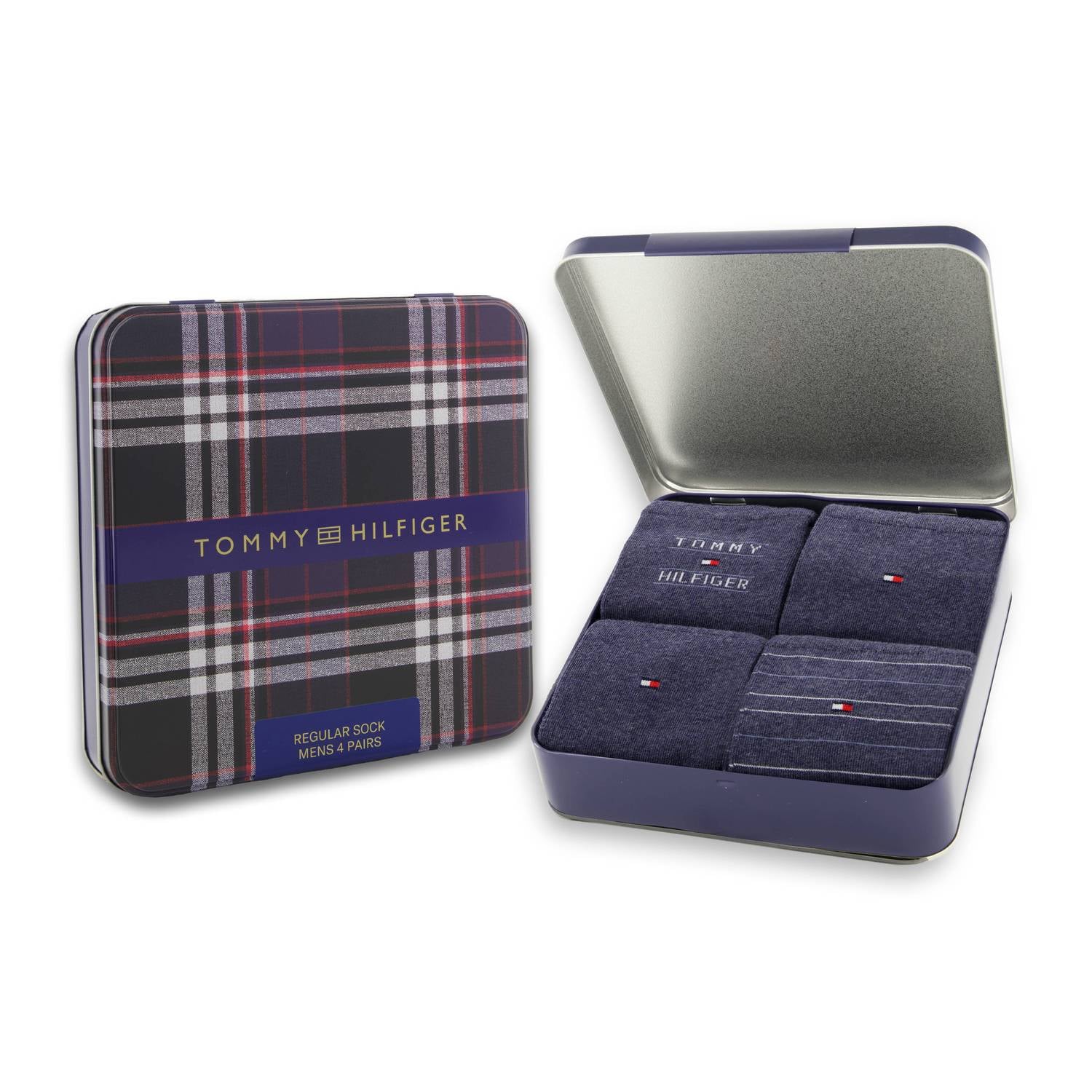 Tommy Hilfiger giftbox sokken set van 4 donkerblauw