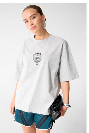 T-shirt met print - lichtgrijs