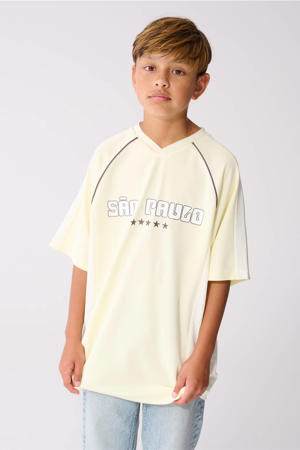 T-shirt met backprint - lichtgeel