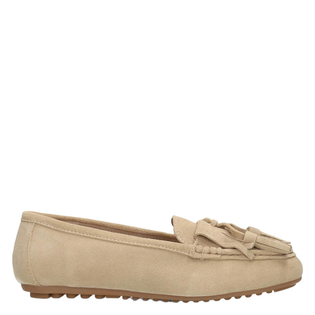 Zandkleurige dames Poelman Taya suède mocassins -