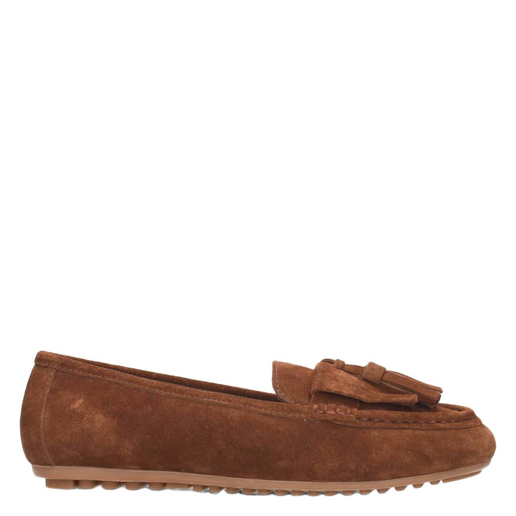 Cognackleurige dames Poelman Taya suède mocassins -