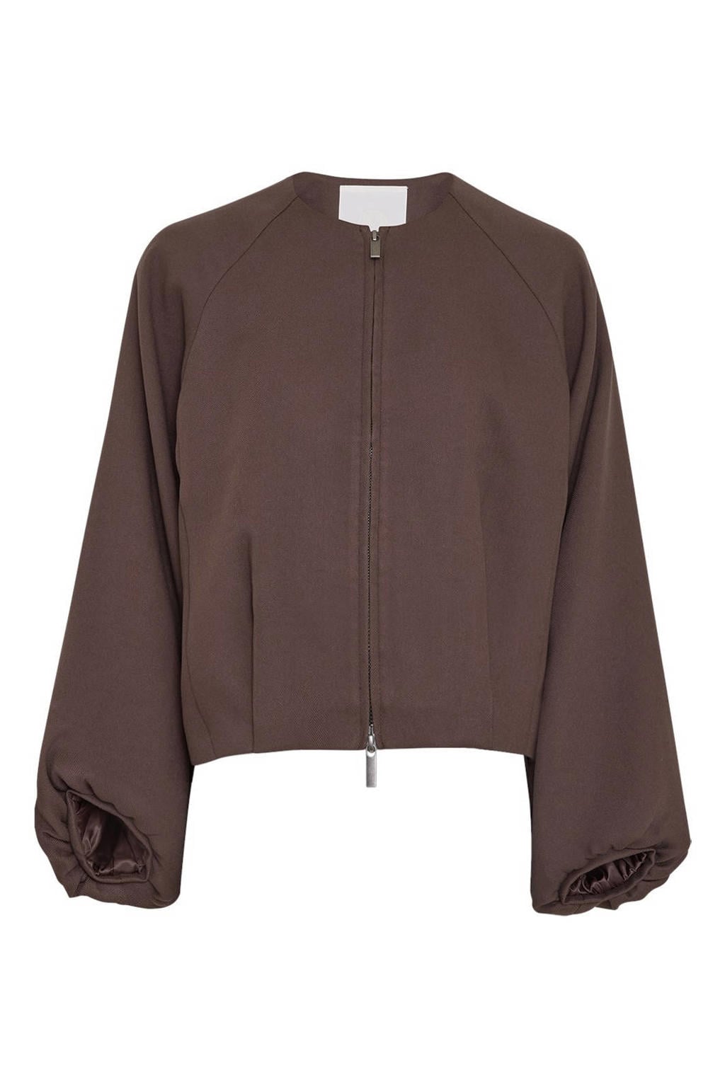 Donkerblauwe dames MSCH Copenhagen van viscose met effen, lange mouwen en ronde hals