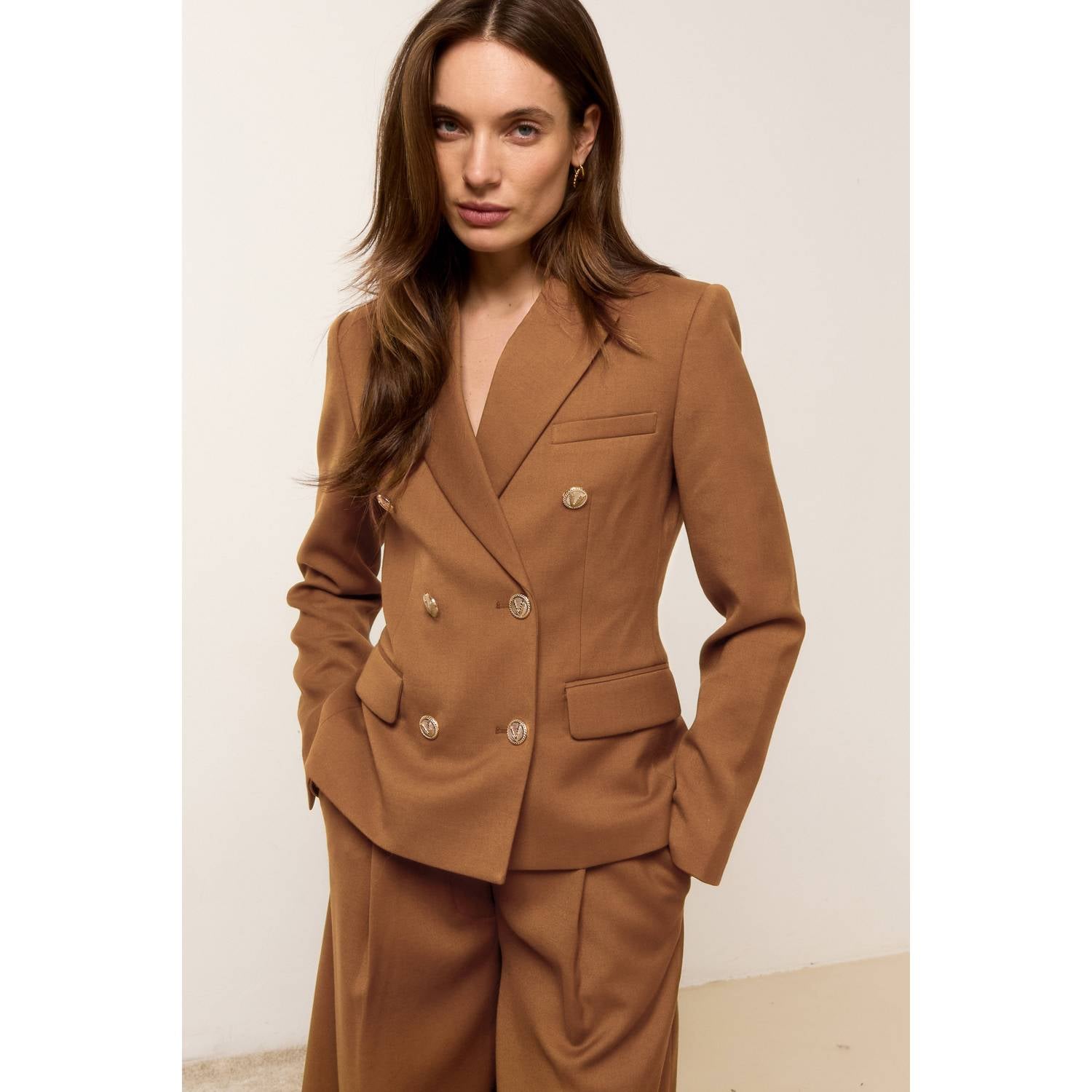 JOSH V barrel broek met plooien cognac