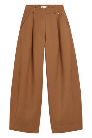 barrel broek met plooien - cognac