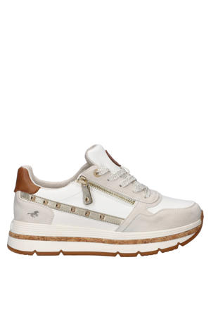 imitatieleren sneakers - wit/cognac