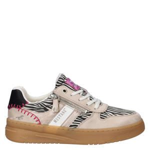 imitatieleren sneakers - beige/zwart