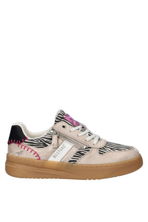 imitatieleren sneakers - beige/zwart