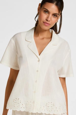 Scallop broderie pyjamatop - ecru