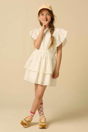 midi jurk met borduursels - wit