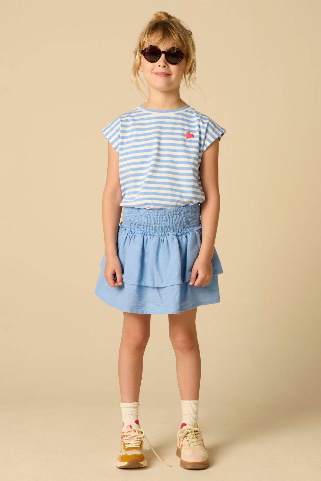 Sissy-Boy wafel korte a-lijn rok met ruches - blauw