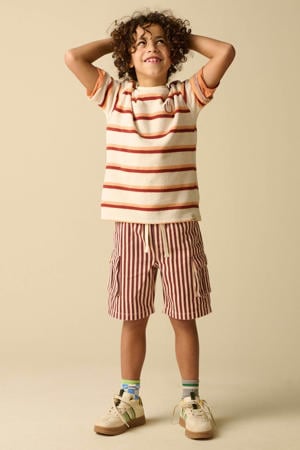 gestreepte cargo short - donkerrood
