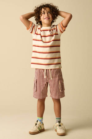 gestreepte cargo short - donkerrood