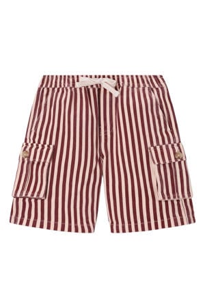 gestreepte cargo short - donkerrood