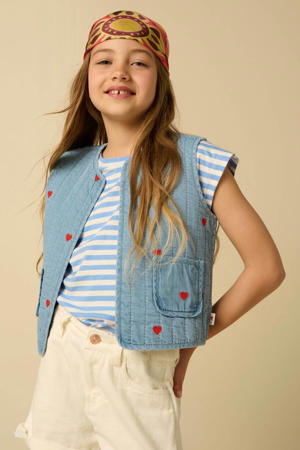 gilet met borduursels - lichtblauw