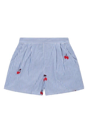 gestreepte korte broek met borduursels - blauw