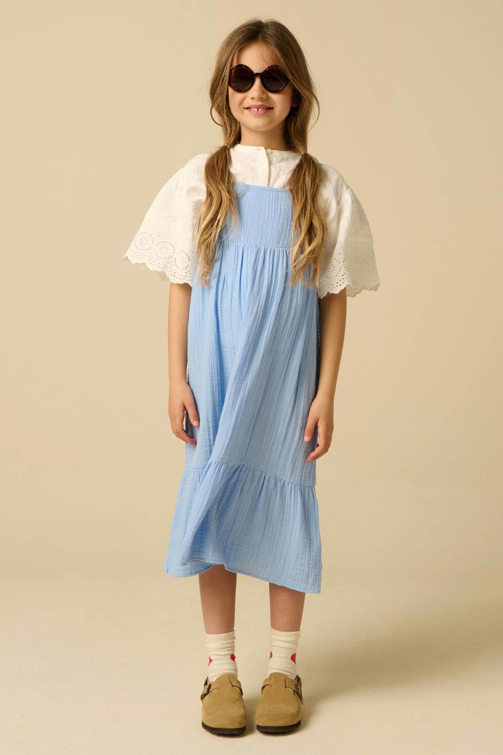Sissy-Boy maxi zomerjurk met plooien - lichtblauw