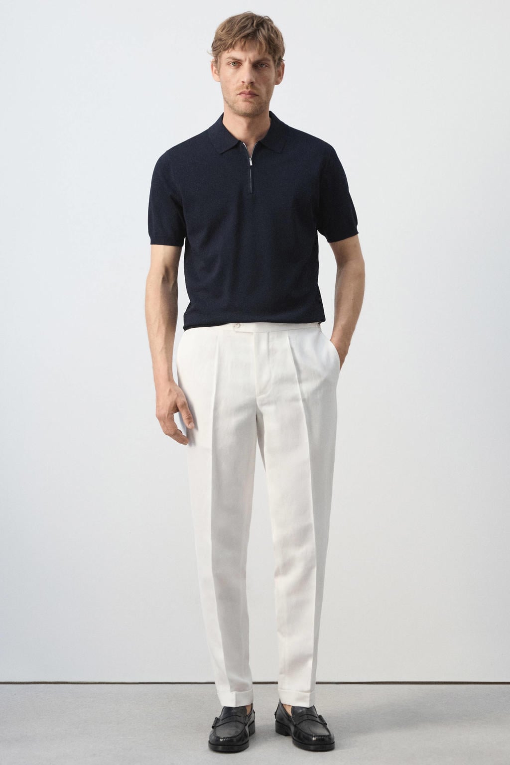 Mango Man slim fit polo - donkerblauw