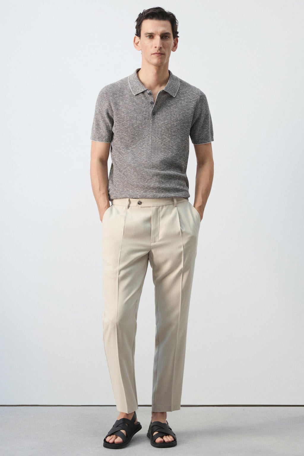 Mango Man regular fit pantalon - lichtbeige
