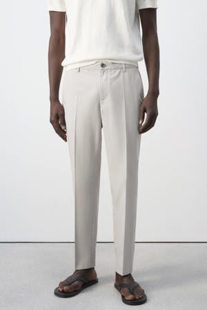 slim fit pantalon - naturel/wit