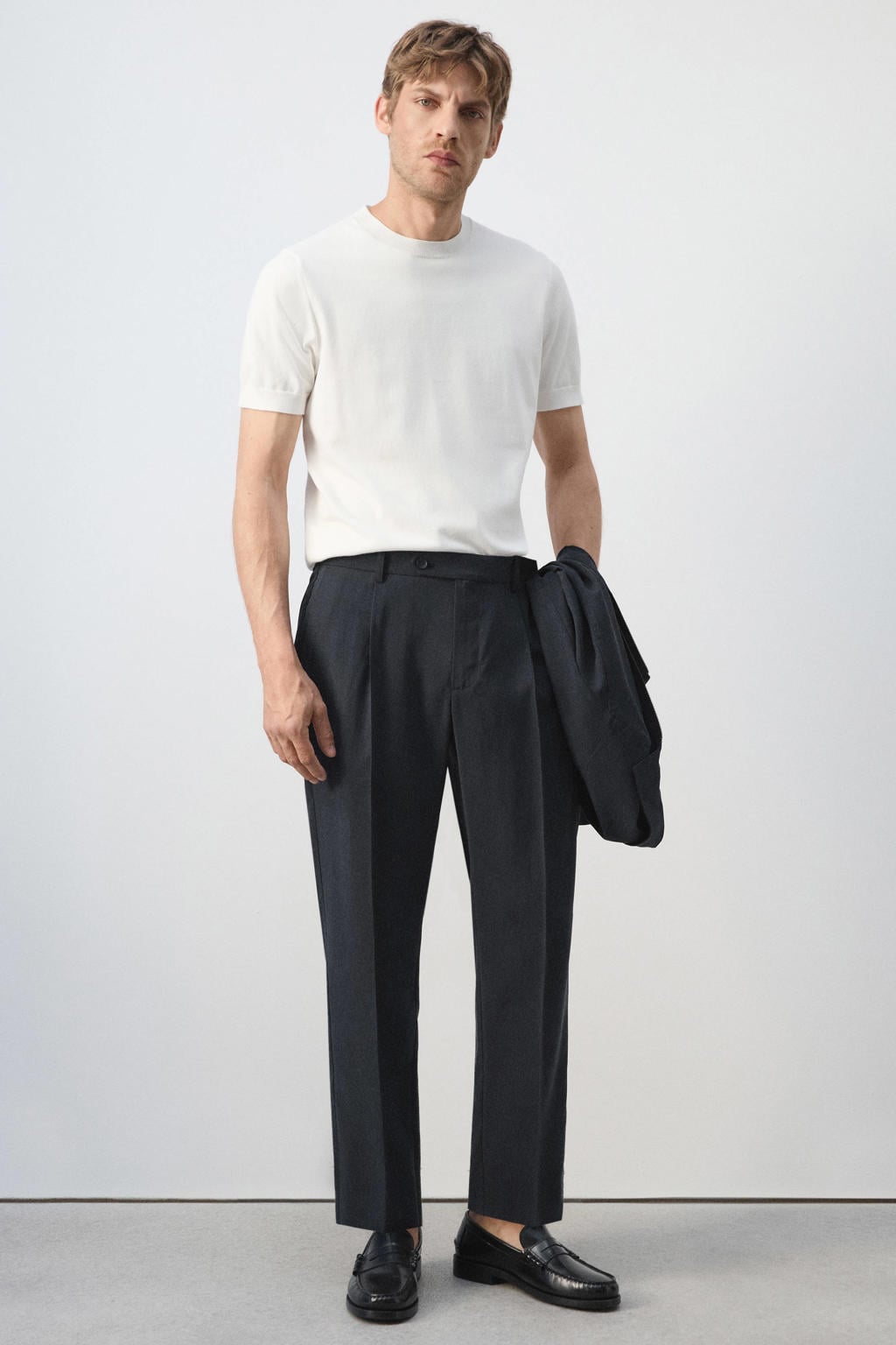 Mango Man regular fit pantalon - marineblauw
