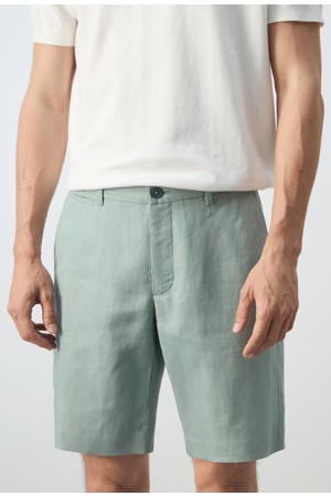 linnen slim fit chino short - heldergroen