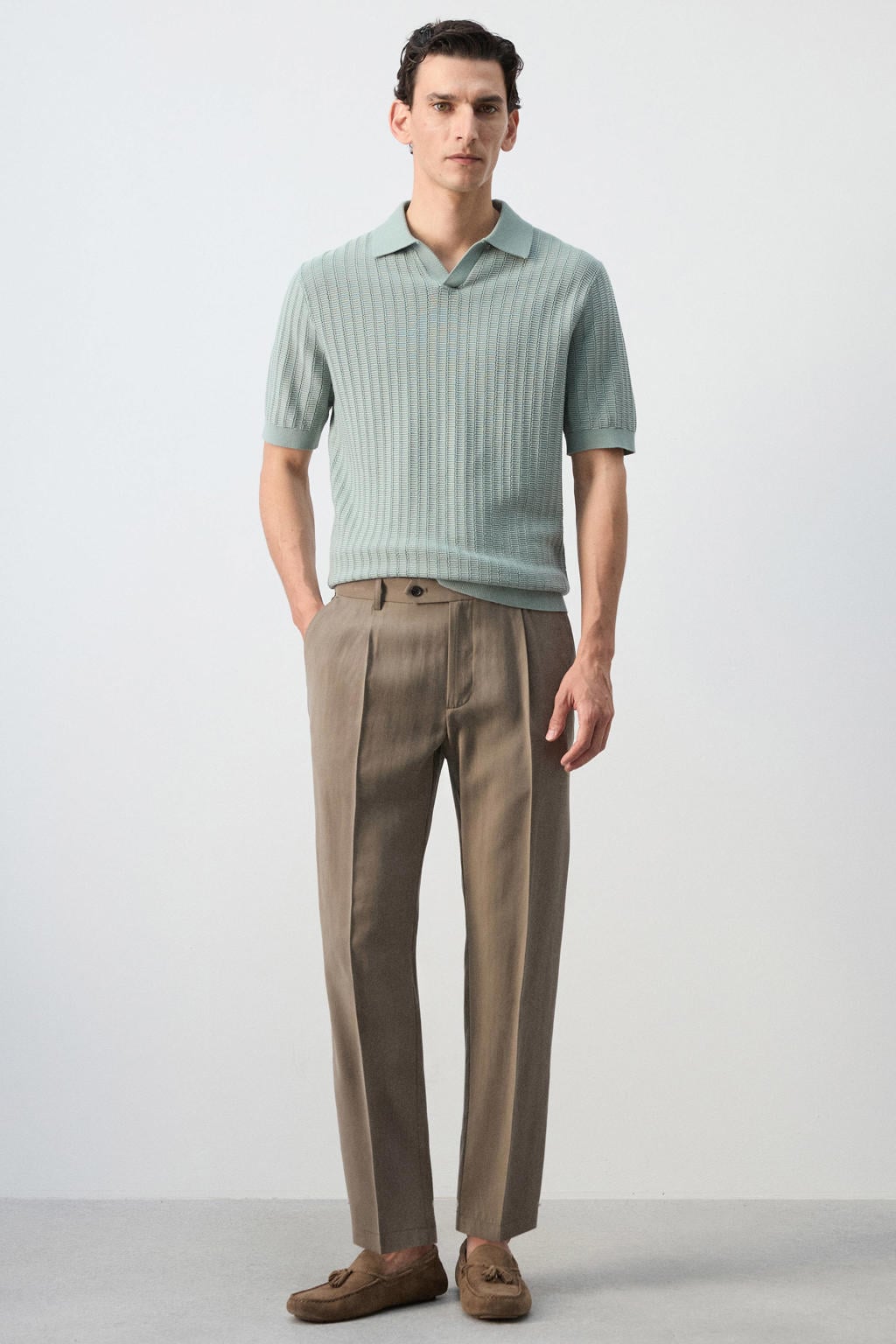 Mango Man modal regular fit pantalon - middengrijs