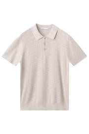 thumbnail: Mango Man regular fit gebreide gemêleerde polo - pastelbruin