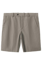 thumbnail: Mango Man regular fit bermudashort met krijtstreep en linnen - middengrijs