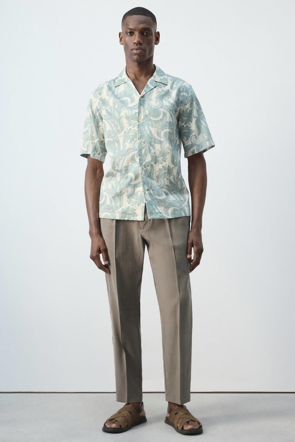 Mango Man regular fit overhemd met paisley - groen