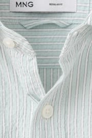 thumbnail: Mango Man slim fit gestreept overhemd - groen