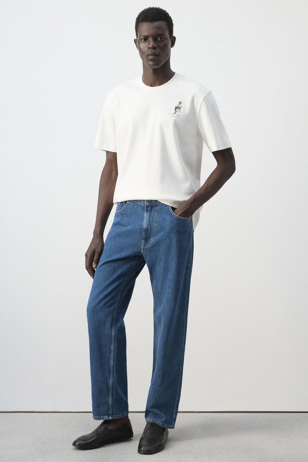 Mango Man regular fit T-shirt met print - wit