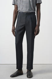 thumbnail: Mango Man linnen super slim fit pantalon - marineblauw