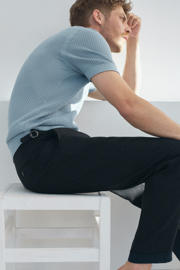 thumbnail: Mango Man linnen super slim fit pantalon - marineblauw