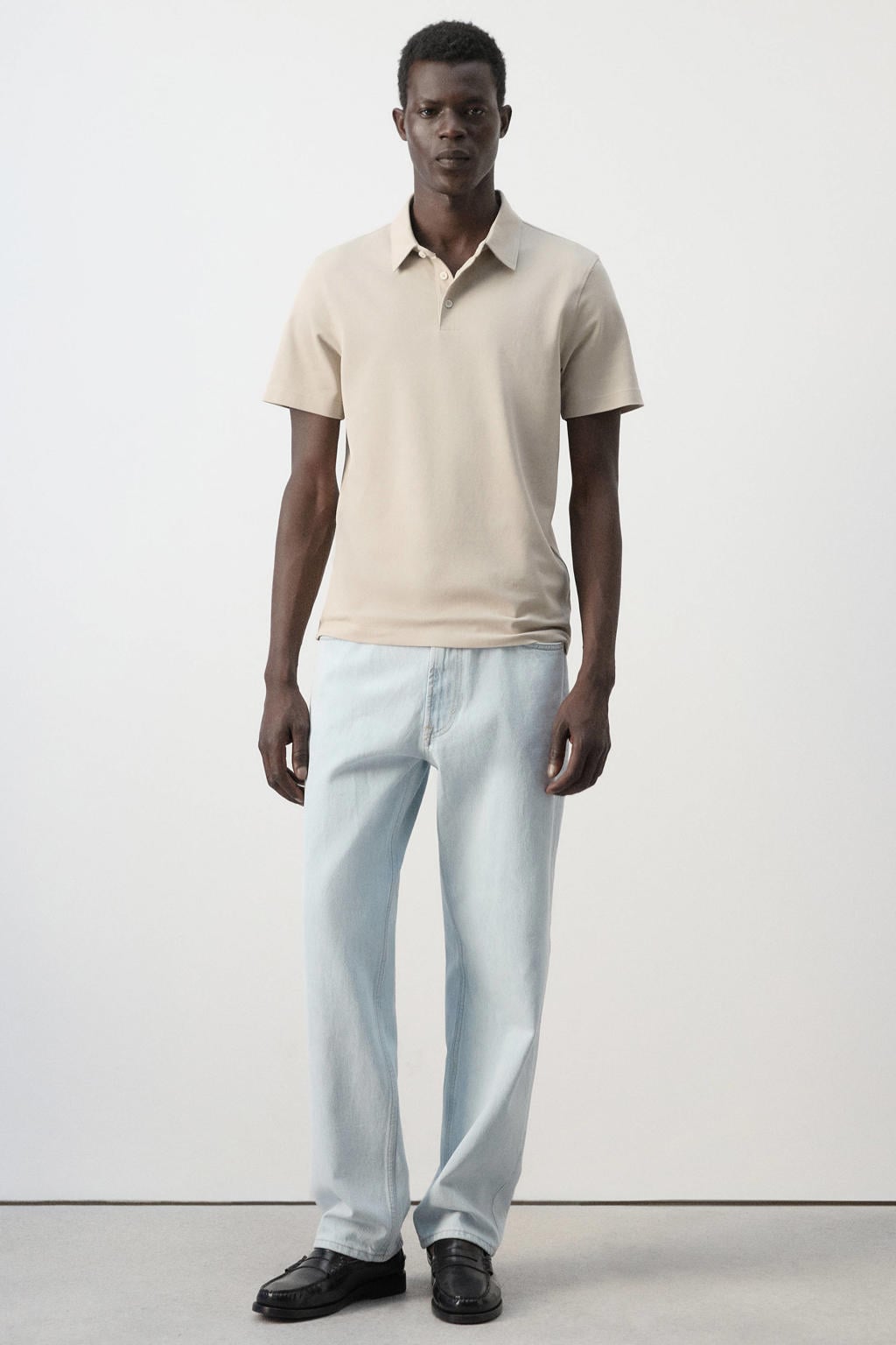 Mango Man slim fit polo - lichtbeige