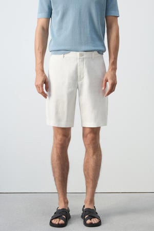 linnen slim fit chino short - naturel wit