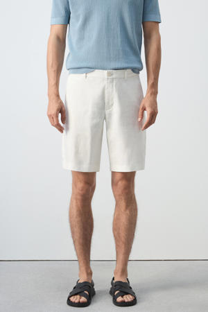 linnen slim fit chino short - naturel wit