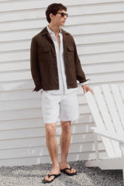 thumbnail: Mango Man linnen slim fit chino short - naturel wit