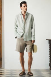 thumbnail: Mango Man linnen slim fit chino short - middenbruin